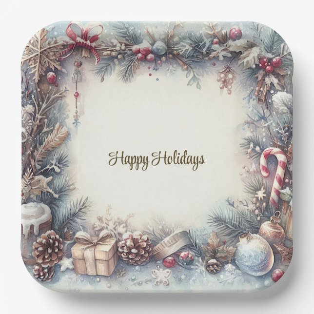 Winter Holiday Paper Plate (Front)