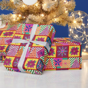 Winter Holiday Patchwork Wrapping Paper