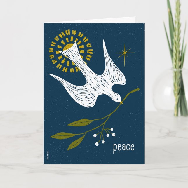 Winter Holiday Peace Dove Card (Front)