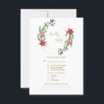 Winter Holiday Pine Cones Christmas Balls Wedding  RSVP Card<br><div class="desc">Elegant and unique design featuring gorgeous watercolour pine branches,  berries,  Christmas balls,  gold hands arrangement as a winter holidays wreath on a white background. Use Personalise tool to add your info. For more ideas,  please visit my Gold Hands Holidays Collection.</div>