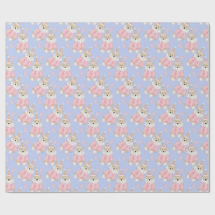 Winter holiday Pink bears kids pattern Wrapping Paper