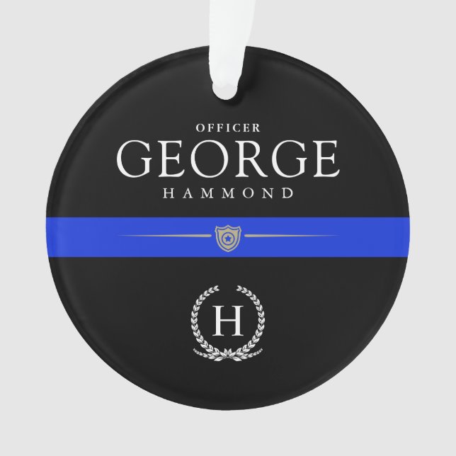 Winter Holiday | Police Customised Monogram Ornament (Front)