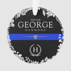 Winter Holiday   Police Themed Custom Monogram Ornament