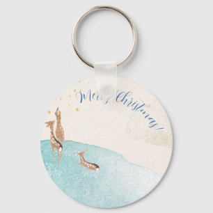 Winter Holiday Reindeer  Key Ring