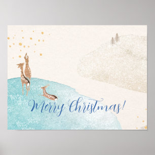 Winter Holiday Reindeer  Poster