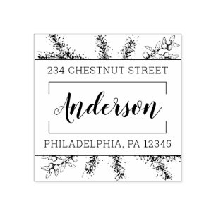 Winter Holiday Return Address Rubber Stamp