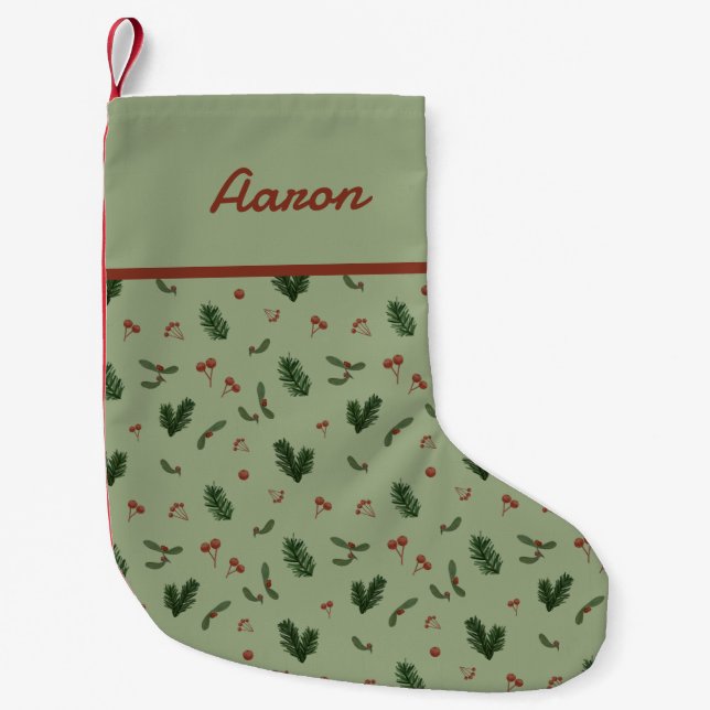 winter holiday sage small christmas stocking (Front)