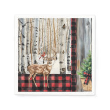 Winter Holiday Scenery Cardinal and Deer Paper 