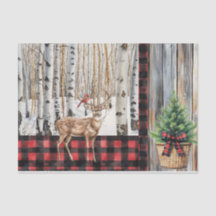 Winter Holiday Scenery Cardinal and Deer