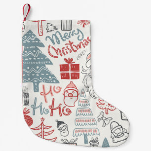 Winter holiday seamless pattern with doodle hand d small christmas stocking