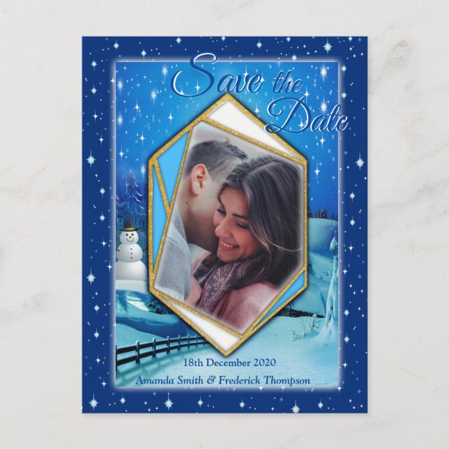 Winter Holiday Setting Save the Date Announcement Postcard (Front)