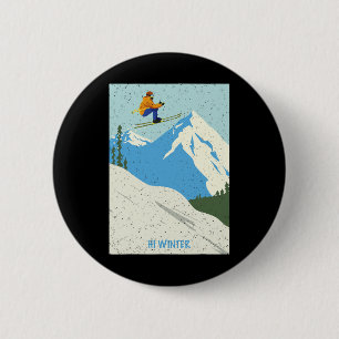 Winter Holiday Ski Christmas X-mas Skiing Skier 6 Cm Round Badge
