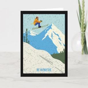 Winter Holiday Ski Christmas X-mas Skiing Skier Card