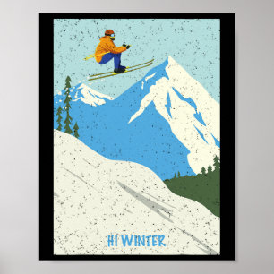 Winter Holiday Ski Christmas X-mas Skiing Skier Poster