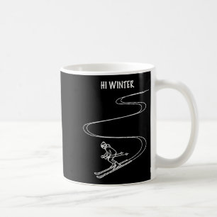Winter Holiday Ski Line Art Christmas X-mas Skiing Coffee Mug