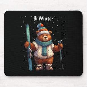 Winter Holiday Skier Animal Christmas Ski Skiing X Mouse Mat