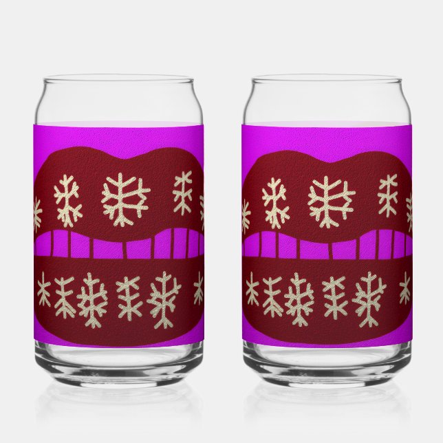 Winter Holiday Smile Can Glass (Front)