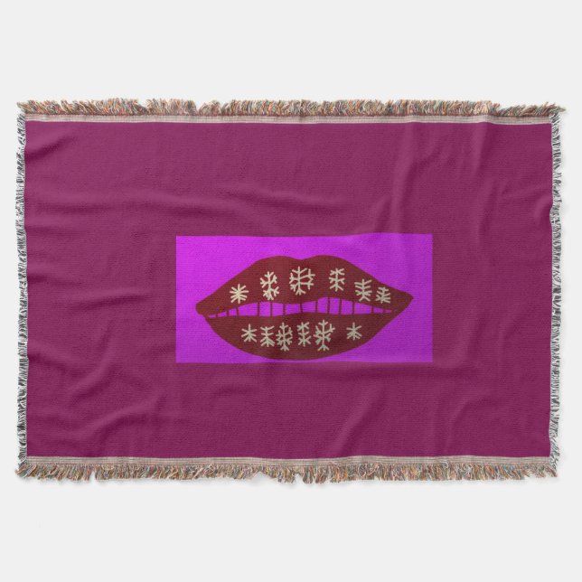 Winter Holiday Smile Throw Blanket (Front)