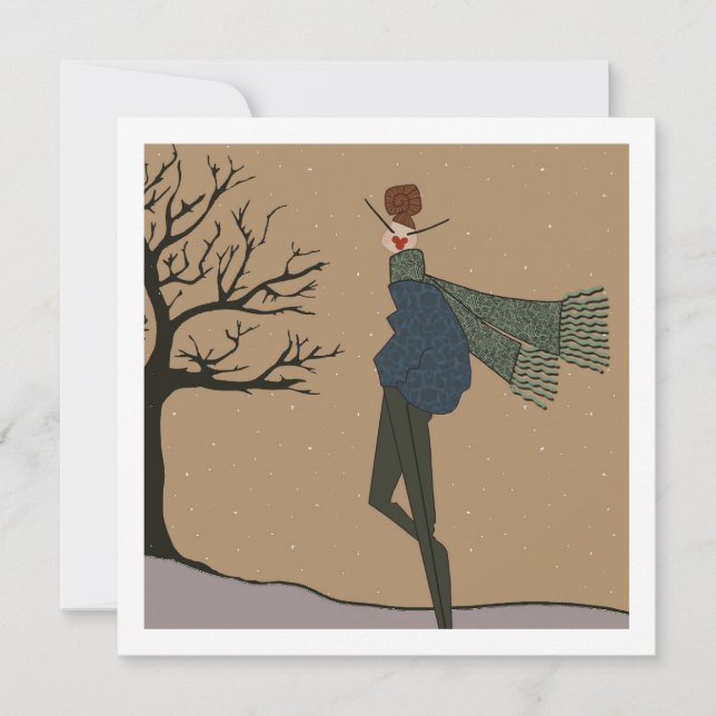 Winter Holiday Snow Weather Fashion Card (Front)