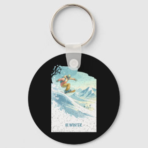 Winter Holiday Snowboarding Christmas Xmas Snowboa Key Ring