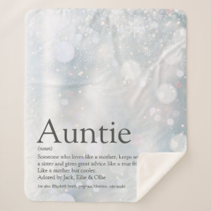Winter Holiday Snowflakes Cool Aunt Auntie Quote Sherpa Blanket