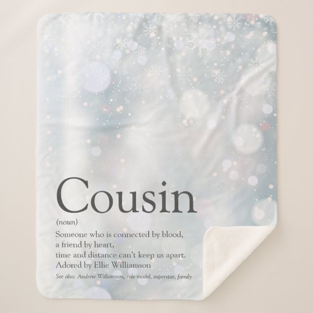 Winter Holiday Snowflakes Cool Cousin Quote Sherpa Blanket (Front)