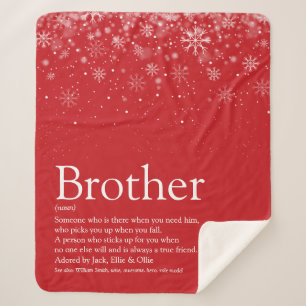 Winter Holiday Snowflakes Fun Brother Red Sherpa Blanket