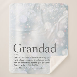 Winter Holiday Snowflakes Grandpa, Grandad, Papa Sherpa Blanket