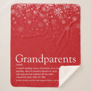 Winter Holiday Snowflakes Grandparents Quote Sherpa Blanket
