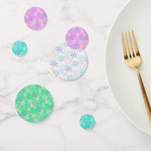 Winter holiday snowflakes hot pink green blue   confetti
