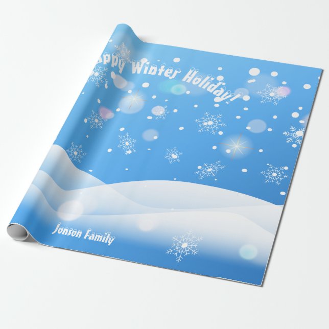 Winter Holiday Snowflakes Wishes XMAX Personalised Wrapping Paper (Unrolled)