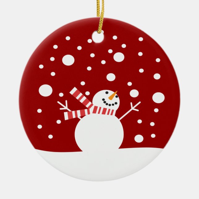 Winter Holiday Snowman Ceramic Tree Decoration (Front)