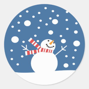 Winter Holiday Snowman Classic Round Sticker