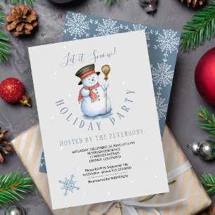 Winter Holiday   Snowman Party Modern Blue Invitation