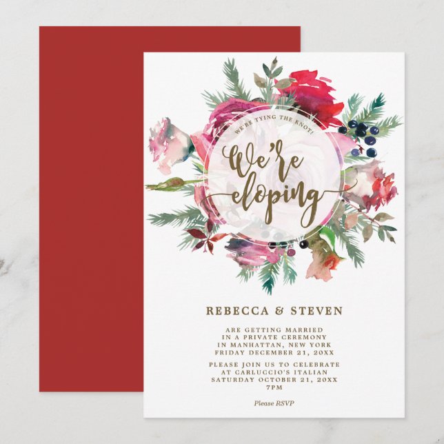 winter holiday tying the knot eloping invitation (Front/Back)
