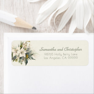 Winter Holiday Watercolor Floral Green Address