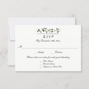 Winter Holiday Wedding 3 Entree RSVP Response