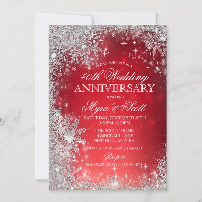 Winter Holiday Wedding Anniversary Invitation (Front)