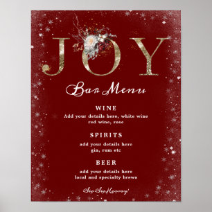 winter holiday wedding joy bar menu sign