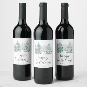 Winter Holiday Wine Label