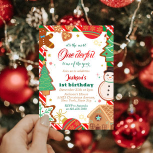 Winter holiday Wonderful Christmas Birthday Invitation