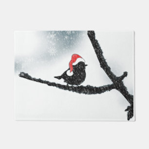 Winter Holidays Bird  Snowy Branch  Doormat