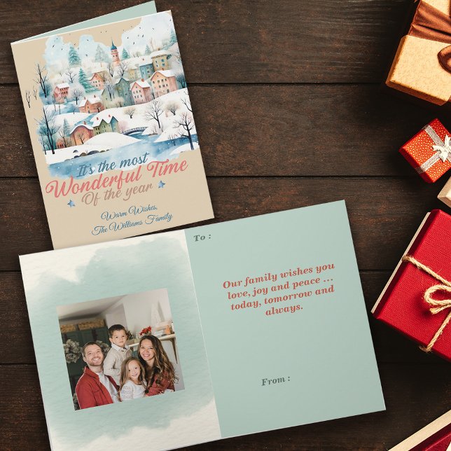 Winter Holidays Christmas Custom Name Photo Card (Creator Uploaded)