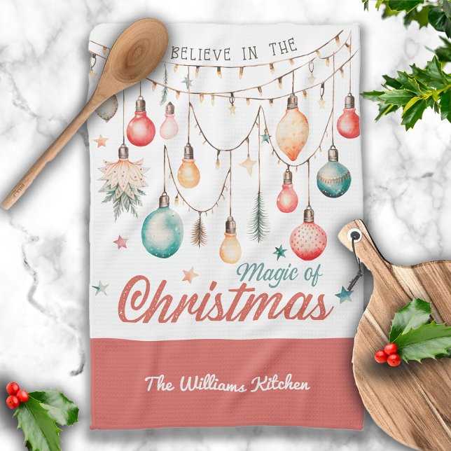 Winter Holidays Christmas Custom Name Tea Towel (Creator Uploaded)