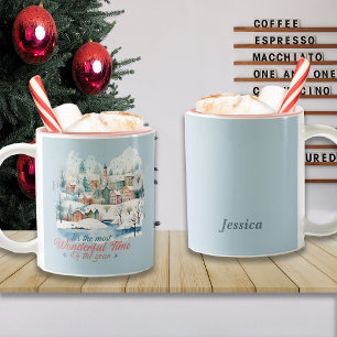 Winter Holidays Christmas Custom Name Two-Tone Coffee Mug