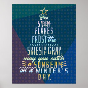 Winter Holidays Christmas Tree Snowflakes Poem Poster