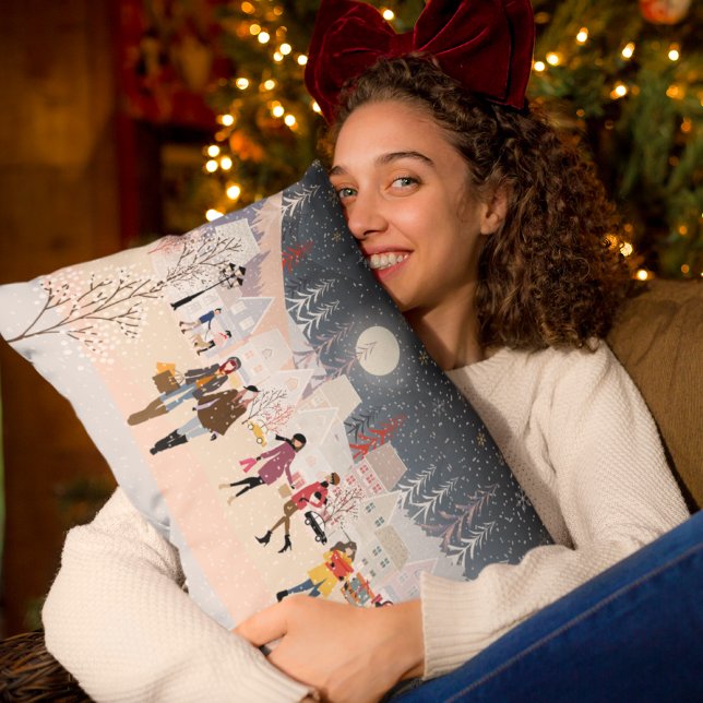 Winter Holidays Christmas Village Lumbar Cushion (Creator Uploaded)