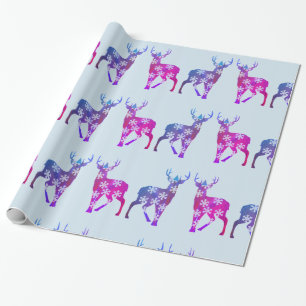 Winter Holidays Deer Snowflakes  Wrapping Paper