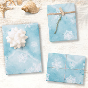 Winter Holidays Elegant Blue Snowflakes Christmas Wrapping Paper Sheet