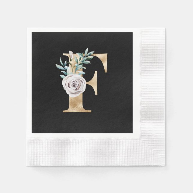 Winter holidays initials  letter F Napkin (Front)